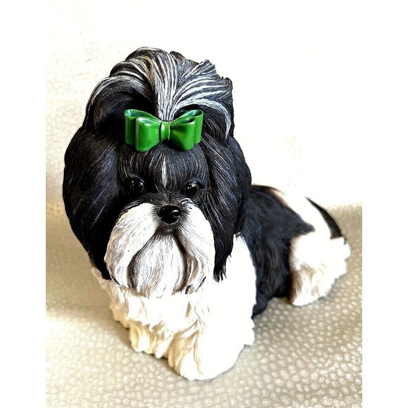 Danbury Mint Collector Large SHIH-TZU Dog Puppy Resin Statue 9 3/4 x 9 1/2" New - Picture 1 of 11